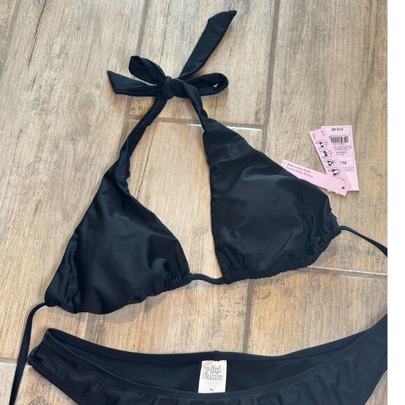 Wild Fable Black Triangle Cheeky XL Bikini Swimsuit Beach Vacation Bathing Suit - Picture 3 of 6